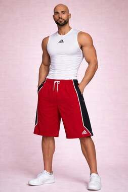 Adidas Climalite Basketball Shorts Red Black White Men’s Medium NWT